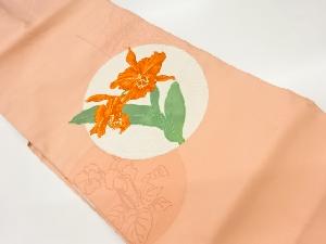 リサイクル　短冊・丸に花模様織出し名古屋帯